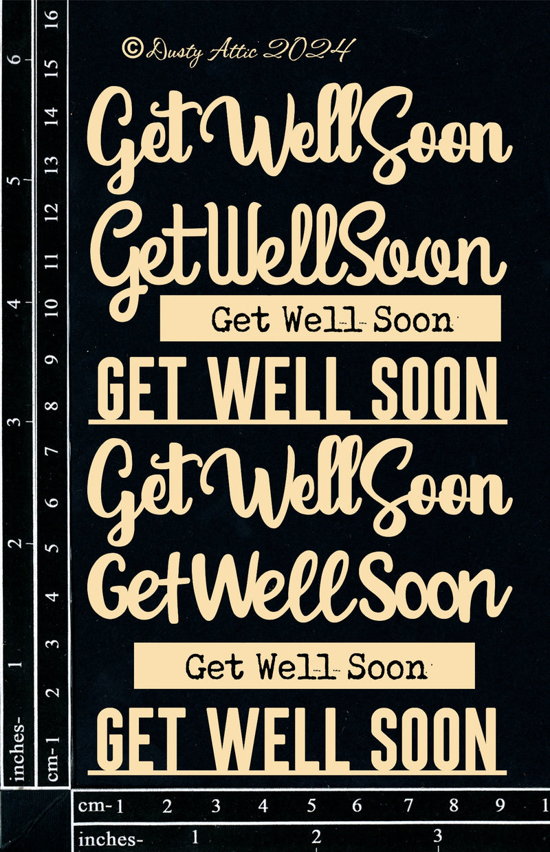 Dusty Attic 4x6 - Card Sentiments - Get Well Soon, DA3766