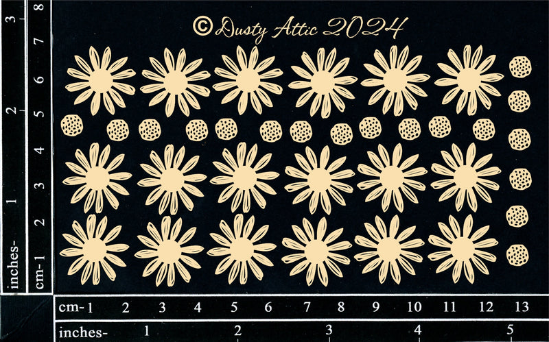 Dusty Attic Chipboard 3x5 - Postage Stamps - Daisies