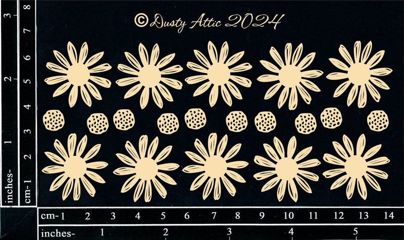 Dusty Attic Chipboard 3x6 - Postage Stamps - Daisies