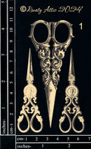 Dusty Attic Chipboard 3x5- Vintage Scissors