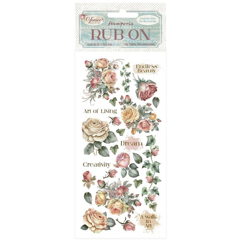 Stamperia Rub-ons 4"x8.5" - Venice City of Art roses, DFLRB166
