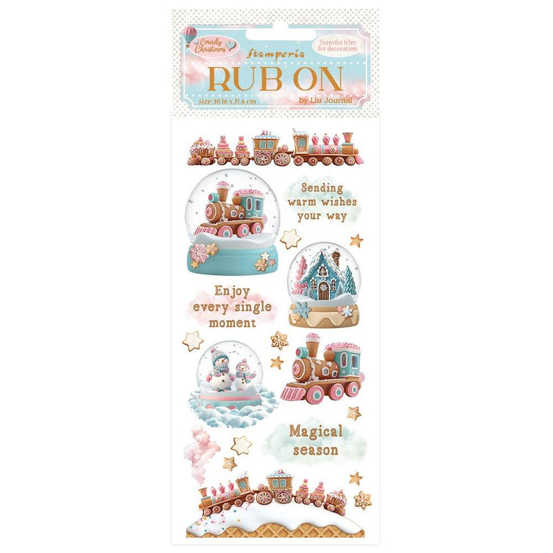 Stamperia Rub-on - Candy Christmas Snowglobes, DFLRB174