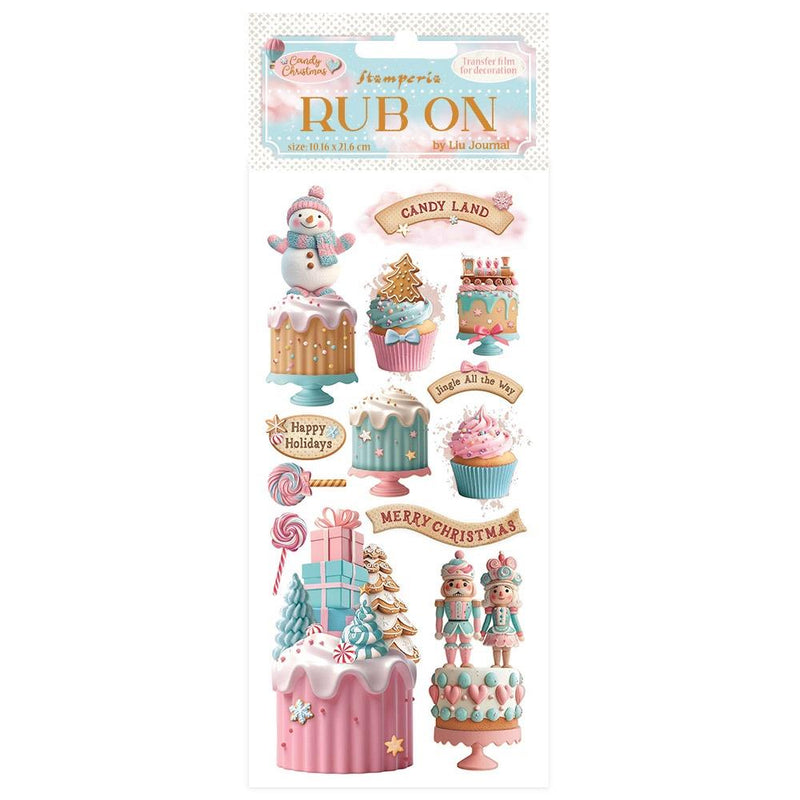 Stamperia Rub-on - Candy Christmas Cakes, DFLRB175