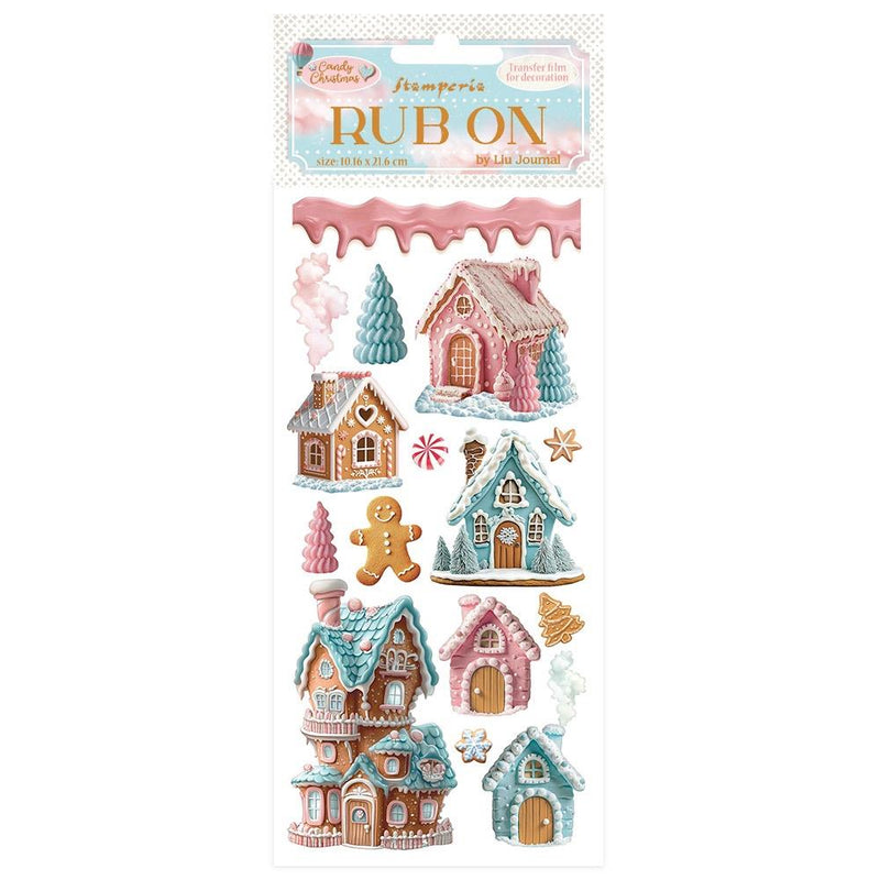 Stamperia Rub-on - Candy Christmas Marzipan Houses, DFLRB176