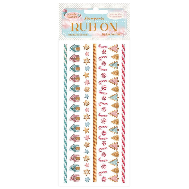 Stamperia Rub-on - Candy Christmas Stripes, DFLRB177