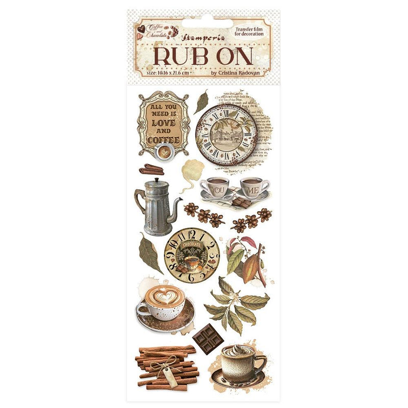 Stamperia Coffee & Chocolate Rub-Ons - All You Need Is Love And Coffee, DFLRB195