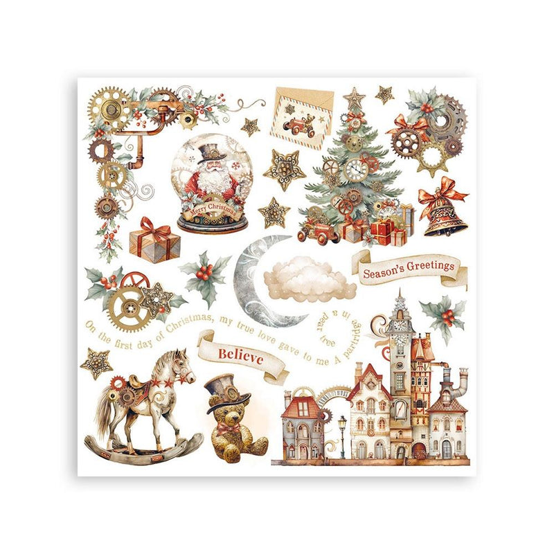 Stamperia Rub-on Kit 6.1x6.1 - 6Pgs -Gear Up for Christmas, DFLRBX03