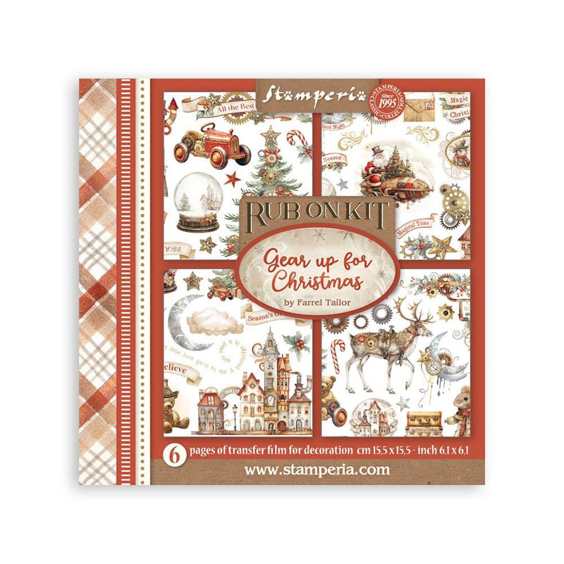 Stamperia Rub-on Kit 6.1x6.1 - 6Pgs -Gear Up for Christmas, DFLRBX03