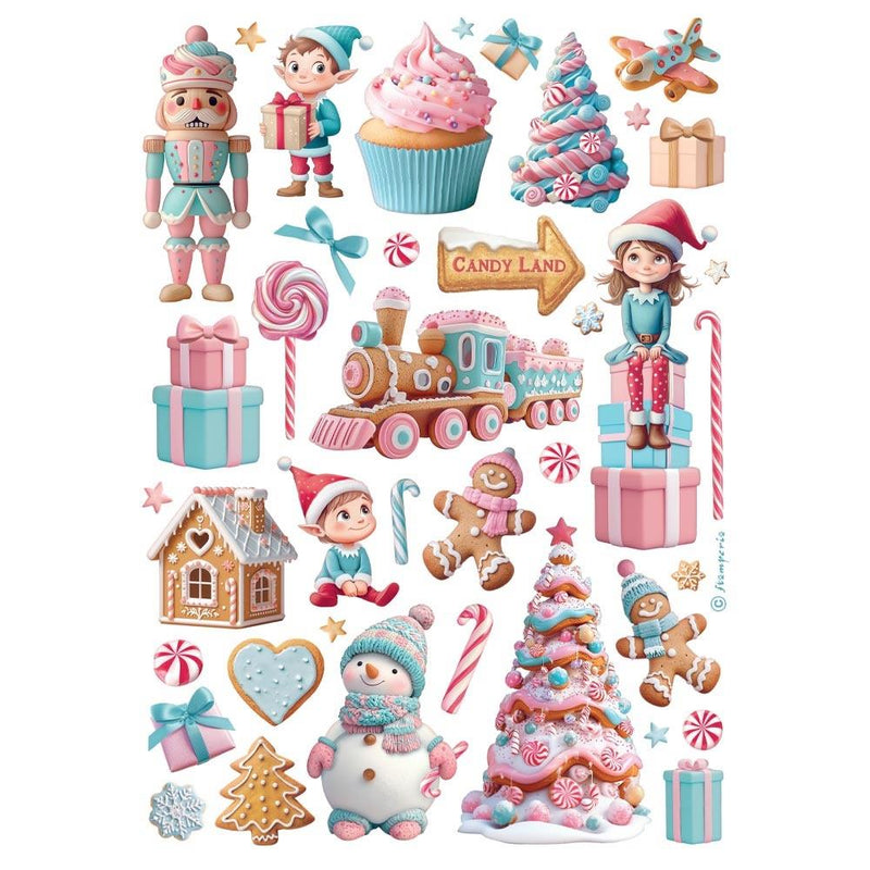 Stamperia A4 Rice Paper Selection - Candy Christmas, DFSA4XCD