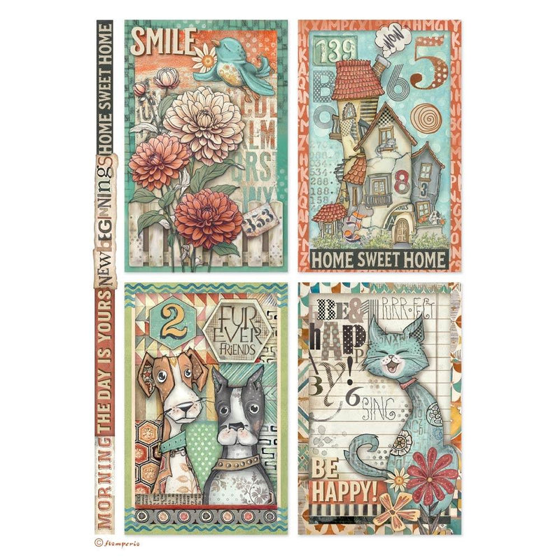 Stamperia Rice Paper 6Pk A4 - Furry Friends, DFSA4XFF