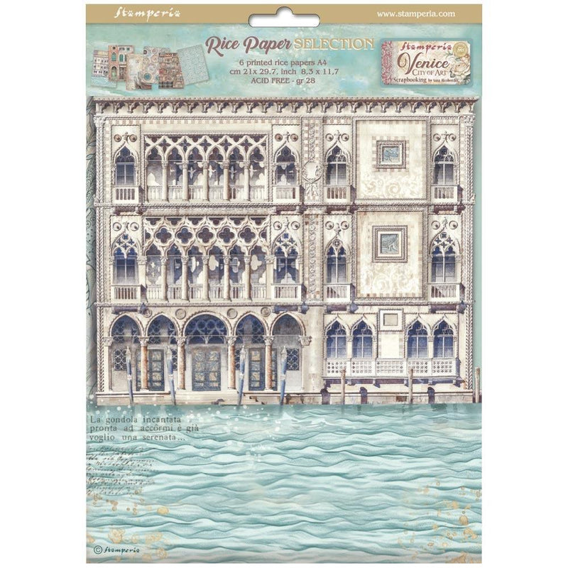 Stamperia Rice Paper Backgrounds A4 6Pc - Venice City of Art, DFSA4XVN
