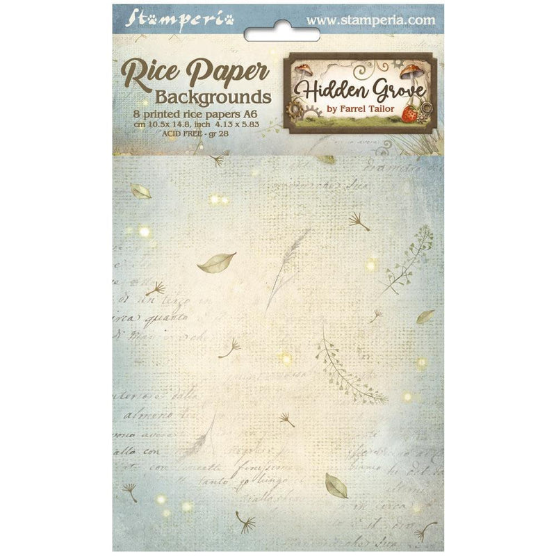 Stamperia Rice Paper 8Pk A6 - Hidden Grove - Backgrounds, DFSAK6038