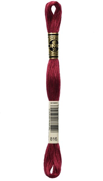 DMC 6-Strand Embroidery Cotton Floss 8.7yd -Cherry Red (Garnet), DMC816