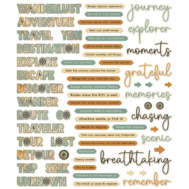 Coming Soon - 49 & Market - Wonderlust Explorer - Chipboard Words, DWE-30440