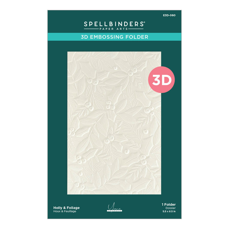 Spellbinders 3D Embossing Folder - Holly & Foliage, E3D-060