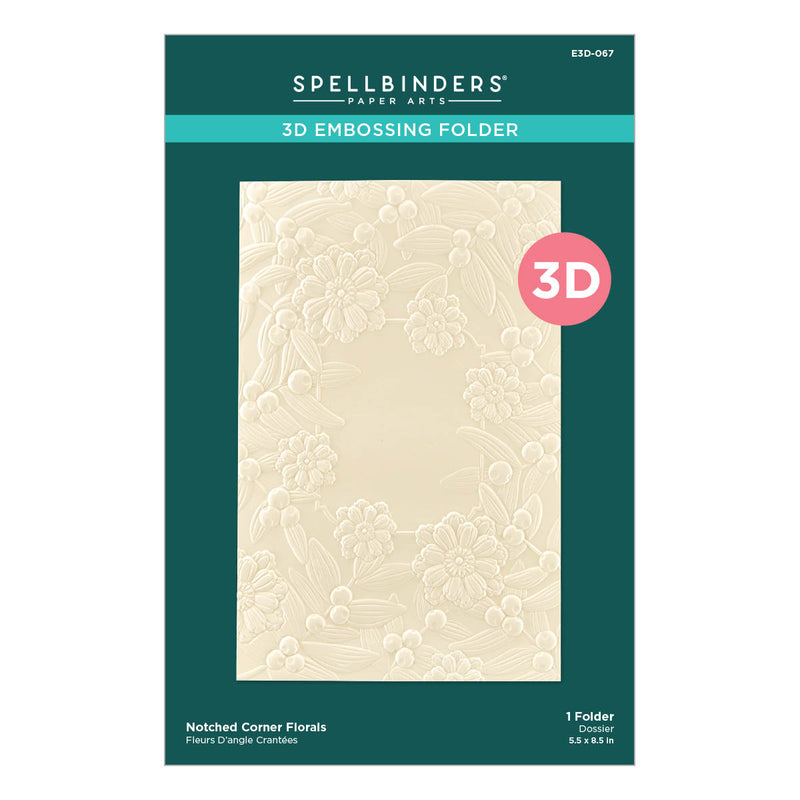 Spellbinders 3D Embossing Folder - Notched Corner Florals, E3D-067