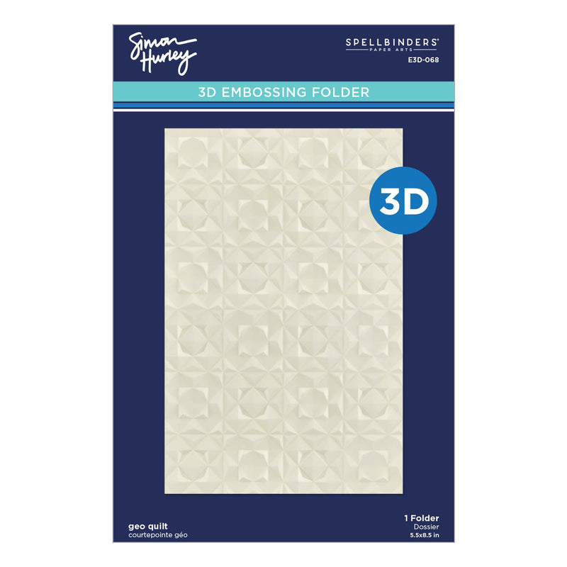 Spellbinders 3D Embossing Folder - Geo Quilt, E3D-068