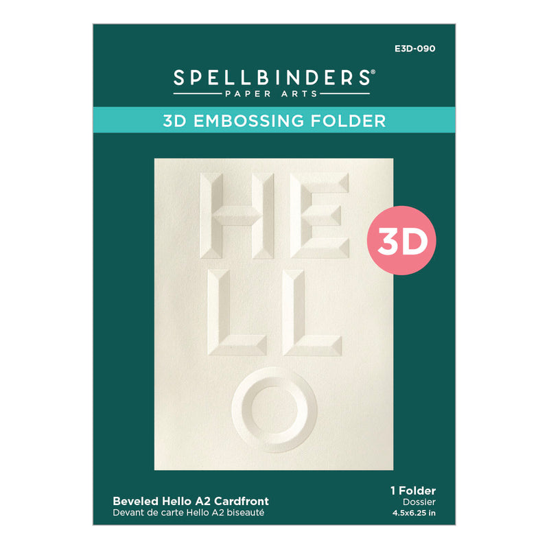 Spellbinders 3D Embossing Folder - Beveled Hello A2 Cardfront, E3D-090