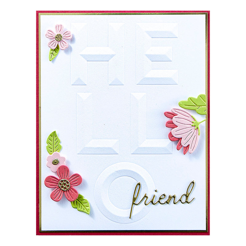 Spellbinders 3D Embossing Folder - Beveled Hello A2 Cardfront, E3D-090