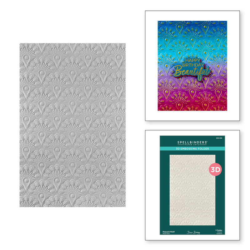 Spellbinders 3D Embossing Folder - Peacock Motif, E3D-096 by Dawn Bibby