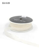 May Arts - 1/2 Inch Wrinkled Faux Silk Ribbon with Cut Edge, Ivory, EA09