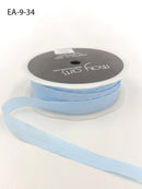 May Arts - 1/2 Inch Wrinkled Faux Silk Ribbon with Cut Edge, Light Blue, EA34