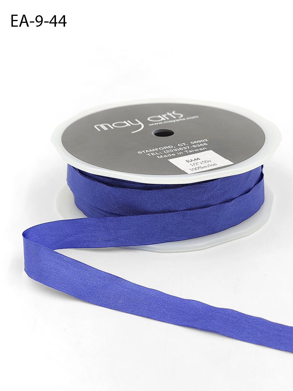 May Arts - 1/2 Inch Wrinkled Faux Silk Ribbon with Cut Edge, Periwinkl