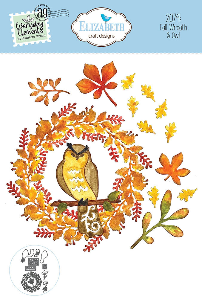 Elizabeth Craft Designs Die Set - Fall Wreath & Owl, ECD-2079 by: Annette Green