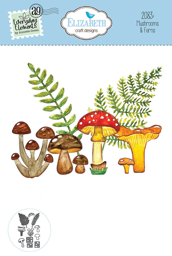 Elizabeth Craft Designs Die Set - Mushrooms & Ferns, ECD-2083 by: Annette Green