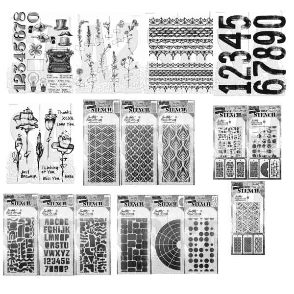 Stampers Anonymous Stamps & Stencils - I Want it All, ED24 by: Tim Holtz