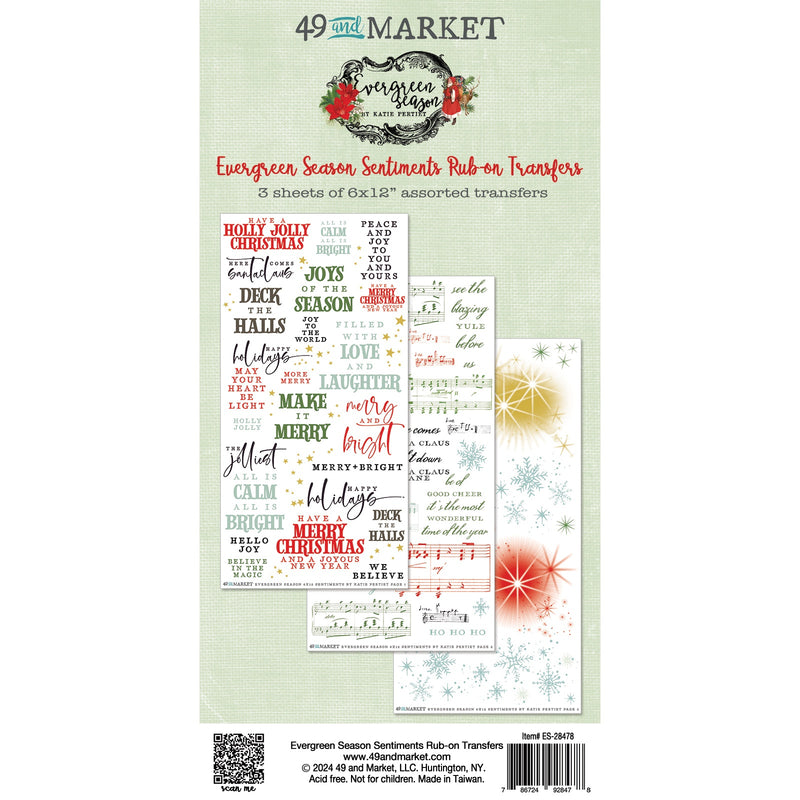 49 & Market - Rub On Transfers - Sentitments - Evergreen Season, ES-28478