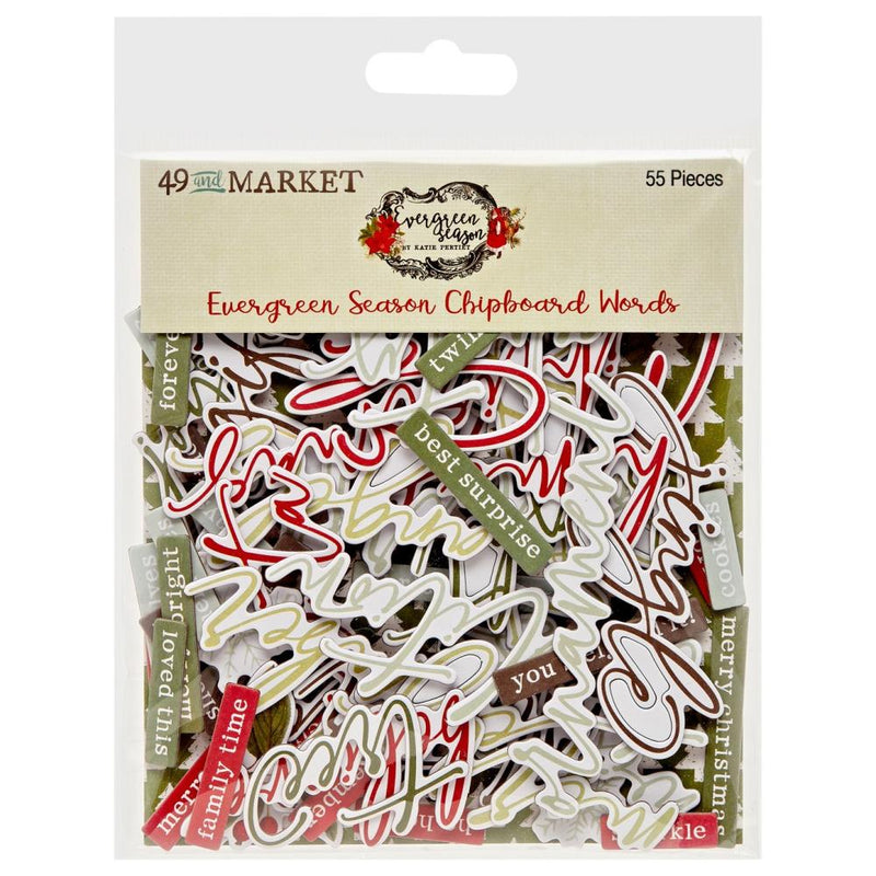 49 & Market - Chipboard Set - Words - Evergreen Season, ES-28553