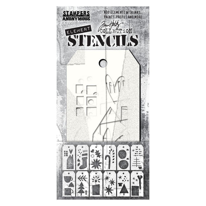 Stampers Anonymous Element Stencils 12Pc - Festive Art, EST005 by: Tim Holtz
