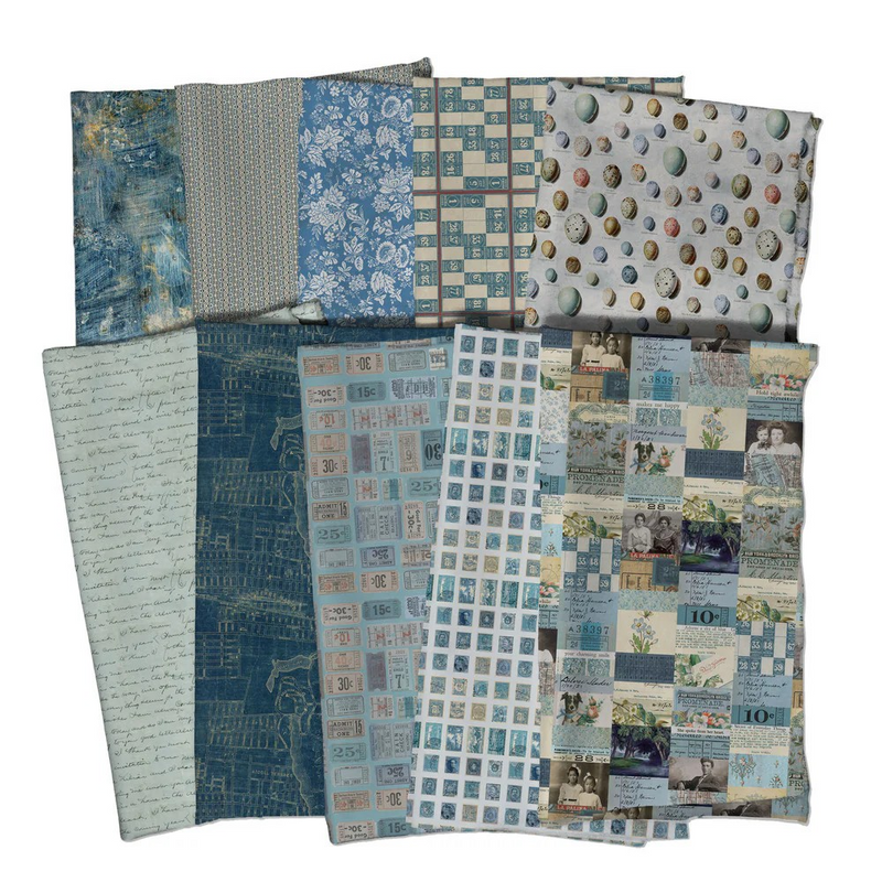 Free Spirit - Eclectic Elements Palette Blue FQ Bundle/10, by Tim Holtz FB4FQTH.BLUE