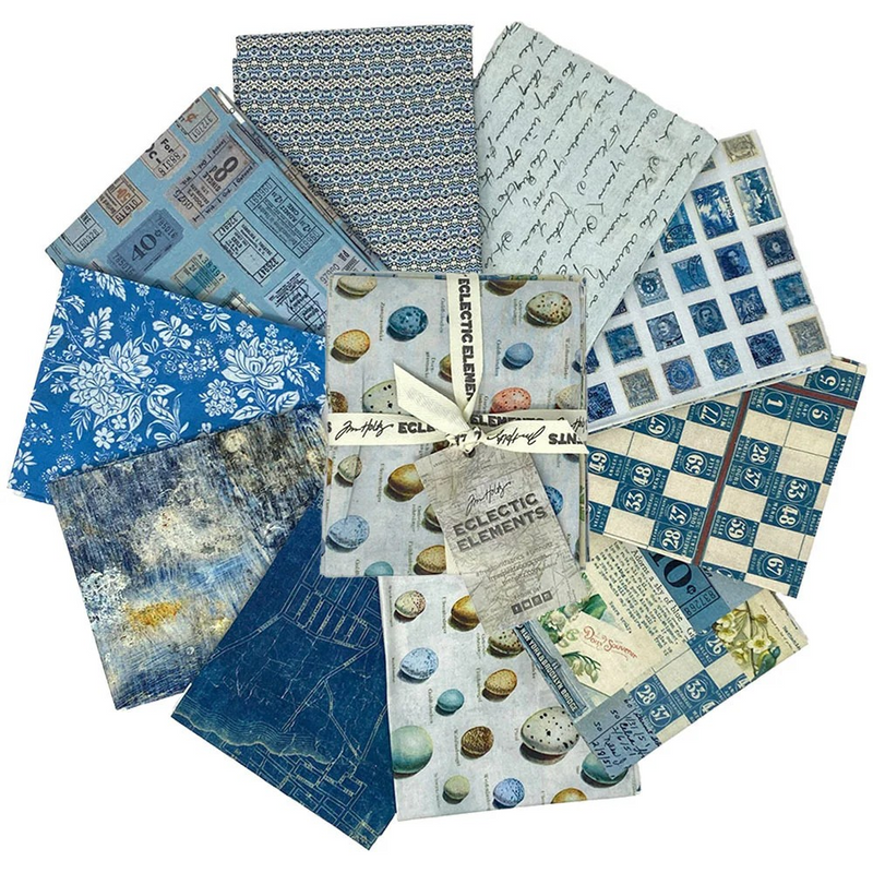 Free Spirit - Eclectic Elements Palette Blue FQ Bundle/10, by Tim Holtz FB4FQTH.BLUE