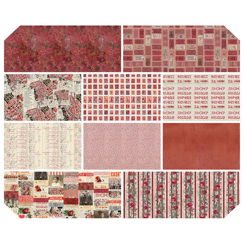 Shipping November - Tim Holtz Fabric - Palette Red Fat Quarters Bundle/10, Single Purchase