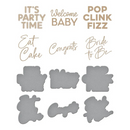 Spellbinders Glimmer Plate & Die Set - It's My Party Sentiments, GLP-398