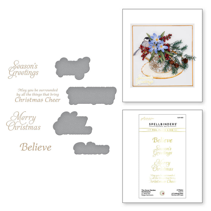 Spellbinders - Hot Foil Plate & Die Set - Snow Garden Sentiments, GLP-430