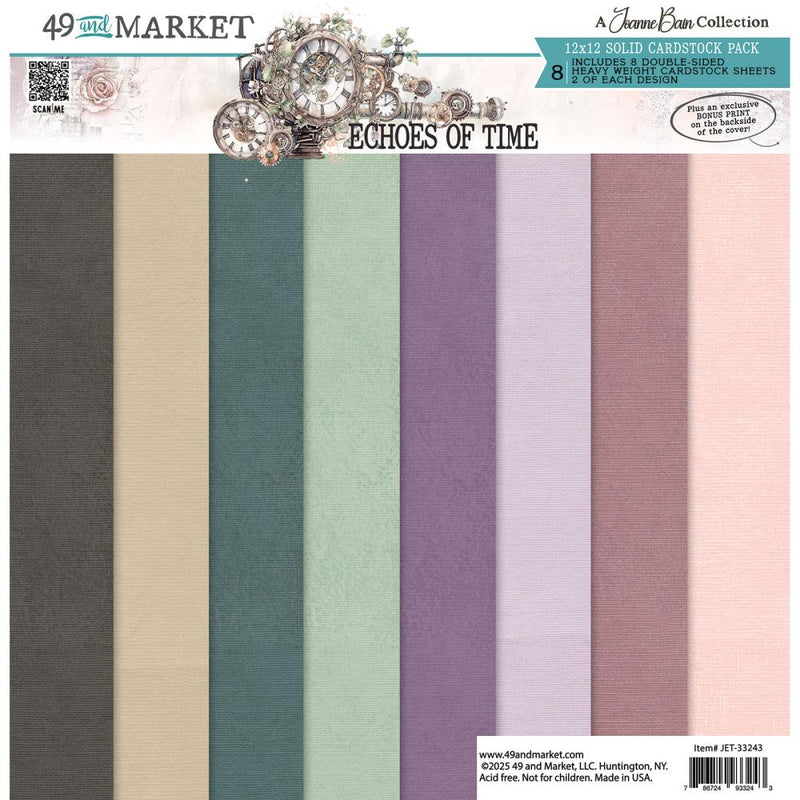 49 & Market - Echoes of Time - 12x12 Solid Cardstock Pack, JET-33243