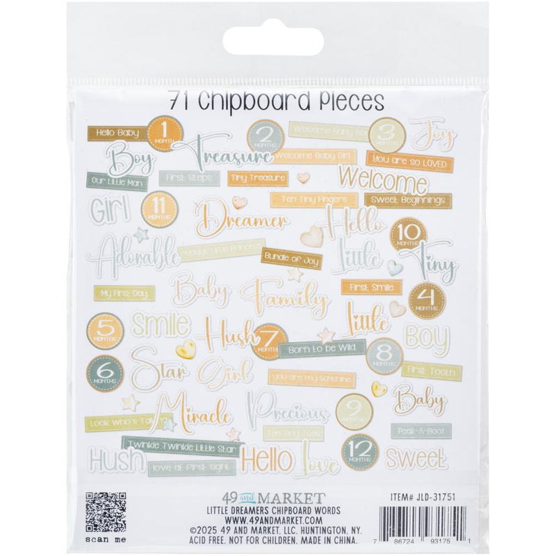 49 & Market - Little Dreamers - Words Chipboard Set, JLD-31751