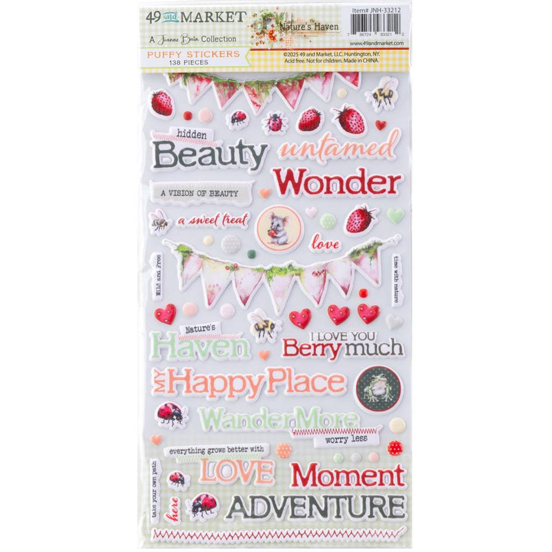49 & Market - Nature's Haven Puffy Stickers, JNH-33212 by Joanne Bain