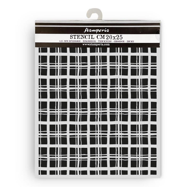 Stamperia Whispering Woods 7.87x9.84 Stencil - Tartan Pattern, KSTD186
