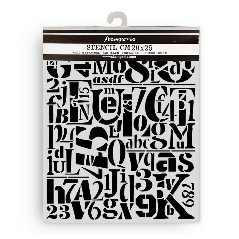 Stamperia Furry Friends 7.87x9.84 Stencil - Numbers & Letters Pattern, KSTD189