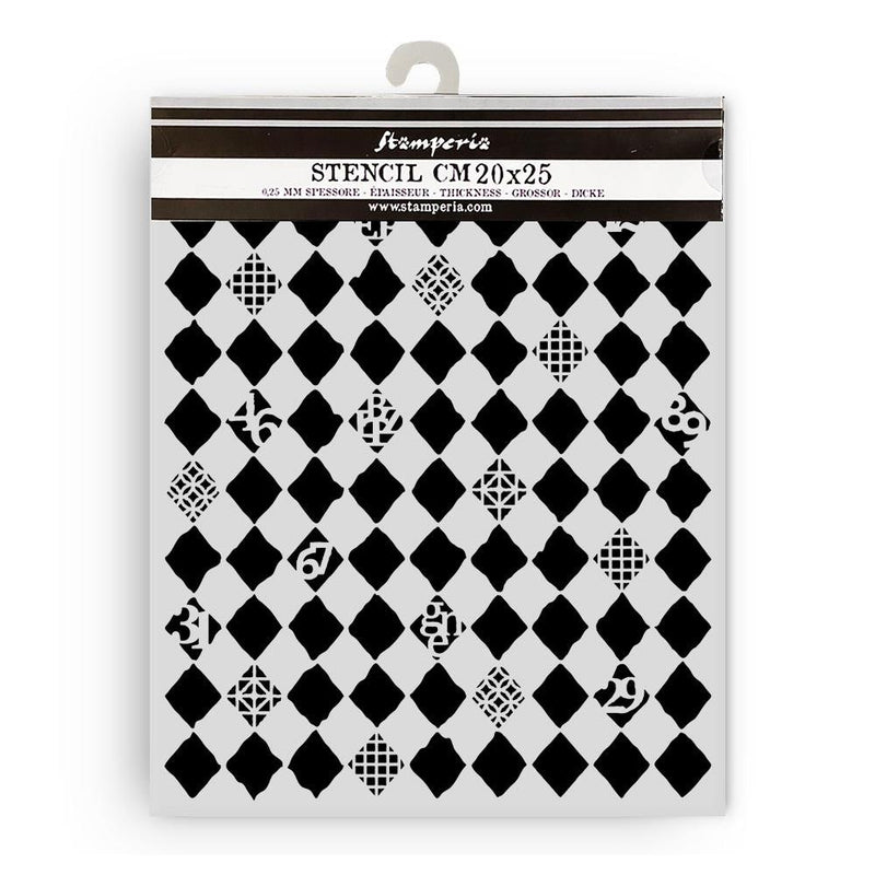 Stamperia Furry Friends 7.87x9.84 Stencil - Rhombus Pattern, KSTD190