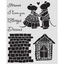 Stamperia  Stencil 7.87x9.84 - Family House & Mice, KSTD196