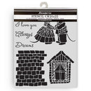 Stamperia  Stencil 7.87x9.84 - Family House & Mice, KSTD196