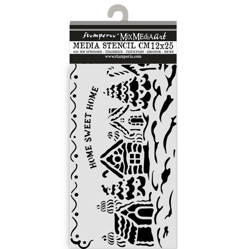 Stamperia Stencil 4.72x9.84 - Candy Christmas Village, KSTDL123