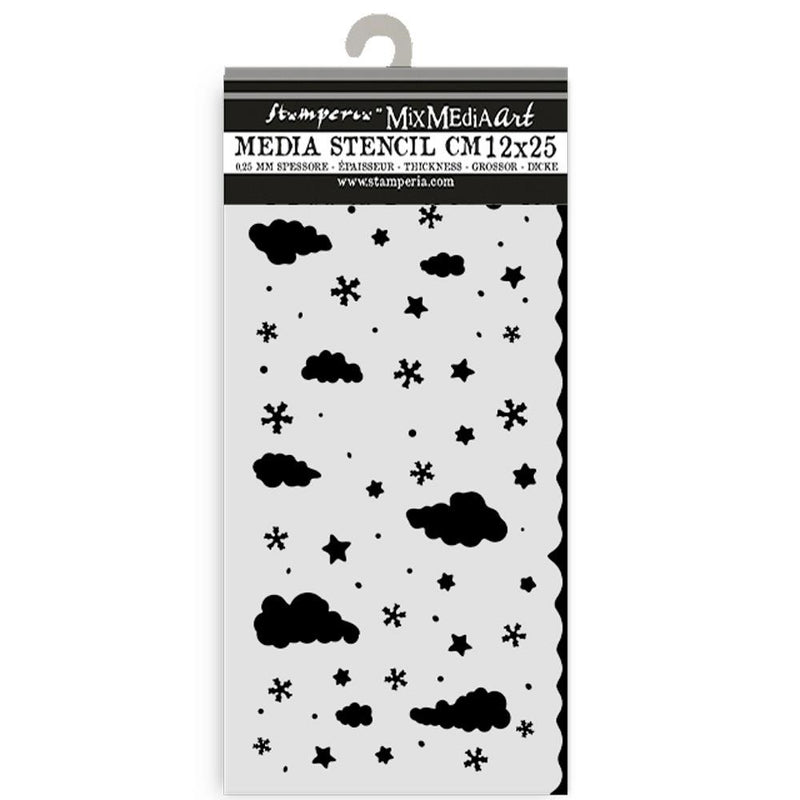 Stamperia Stencil 4.72x9.84 - Candy Christmas Clouds, KSTDL124
