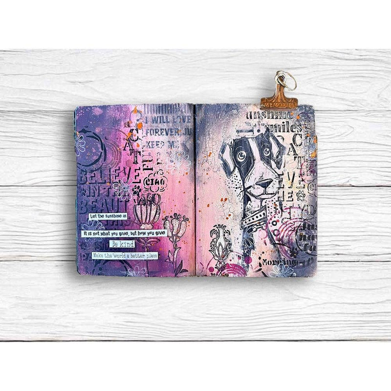 Stamperia Furry Friends 7x7 Stencil- Coffee Prints, KSTDL133