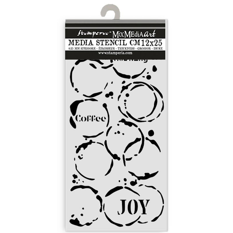 Stamperia Furry Friends 7x7 Stencil- Coffee Prints, KSTDL133